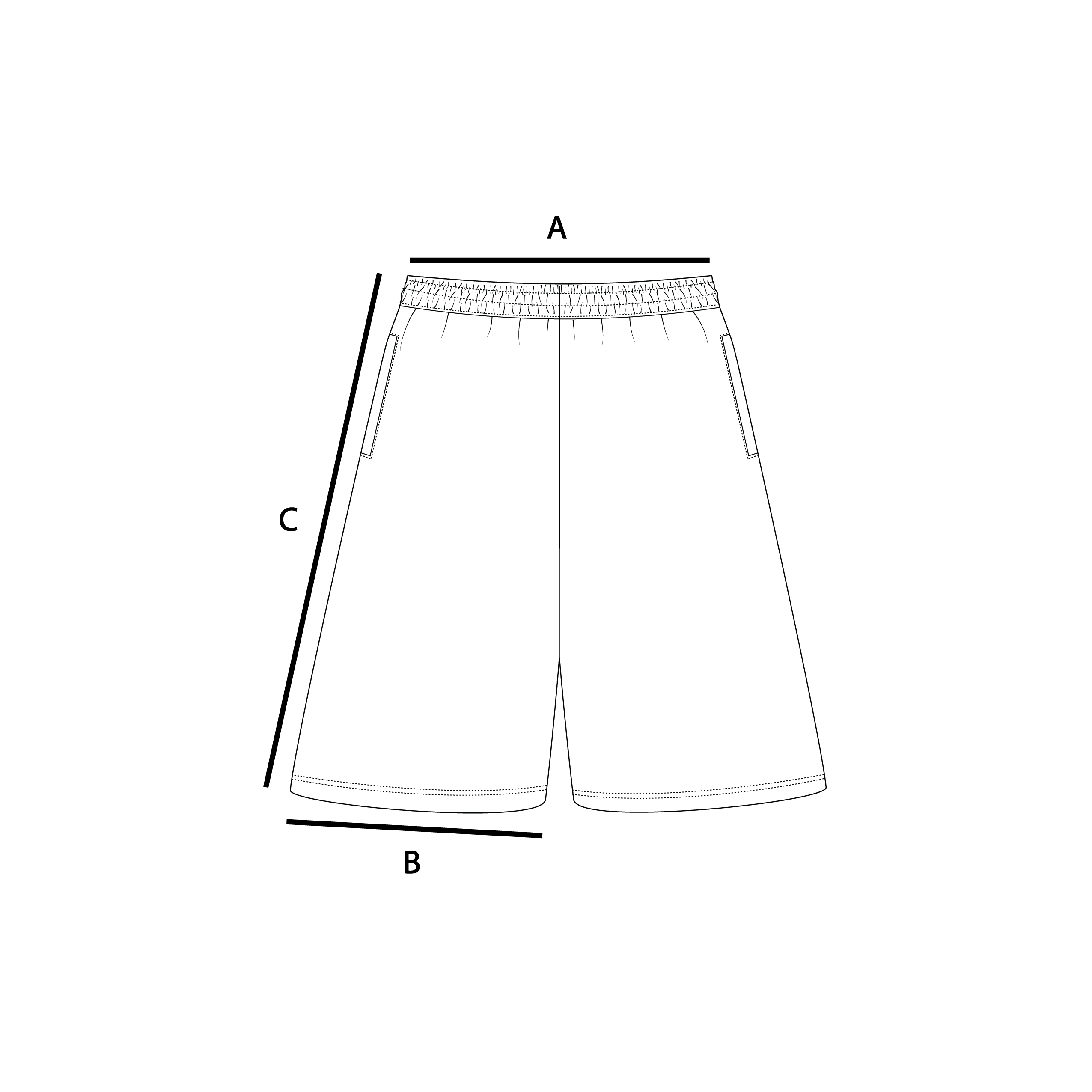 Size guide measurements diagram for shorts