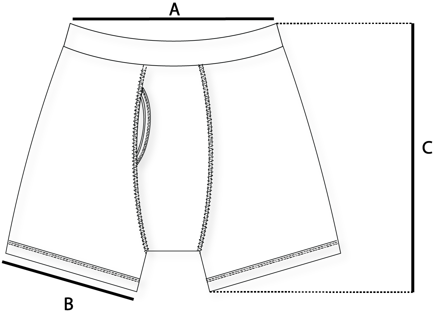 Size guide measurements diagram for boxers