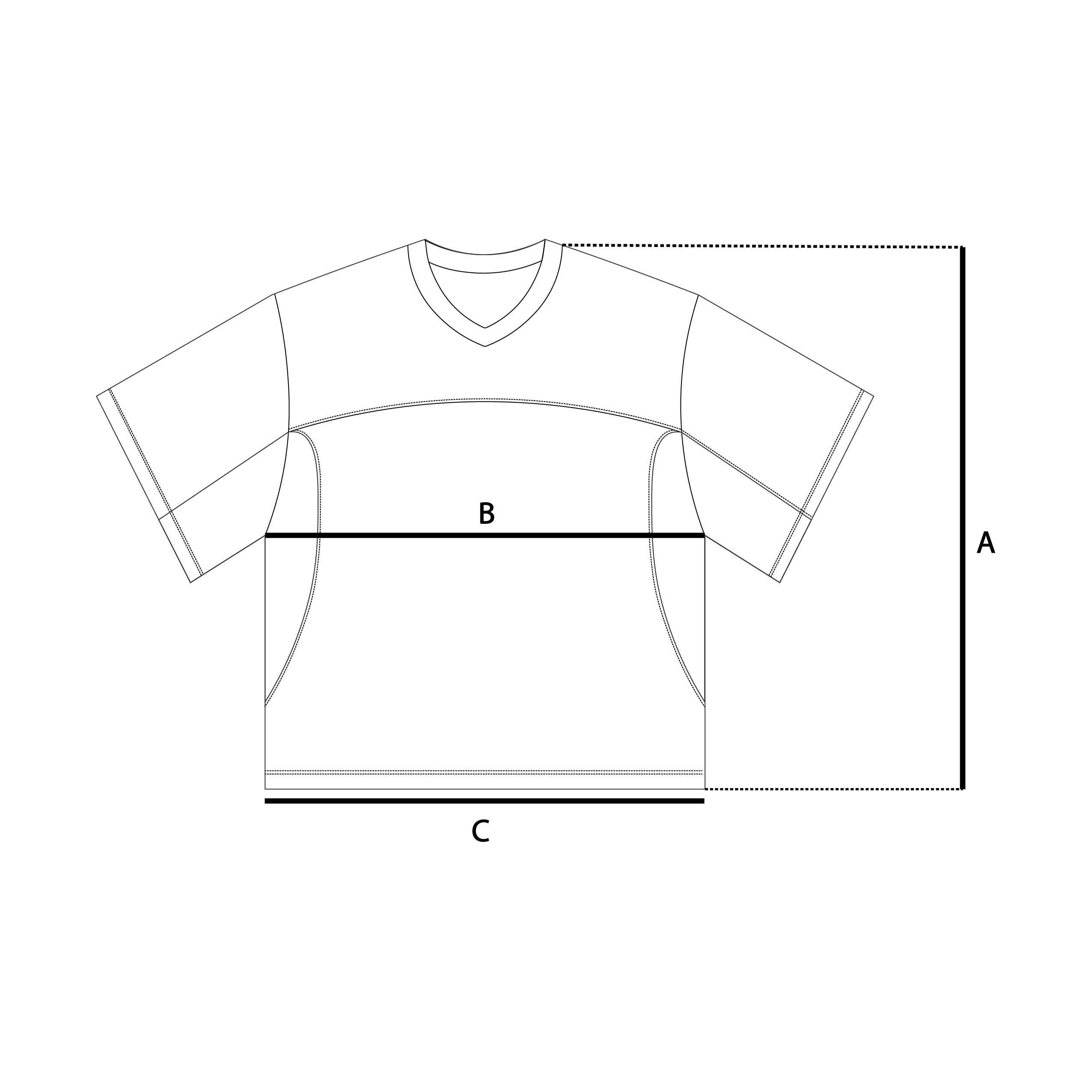 Size guide measurements diagram for jersey