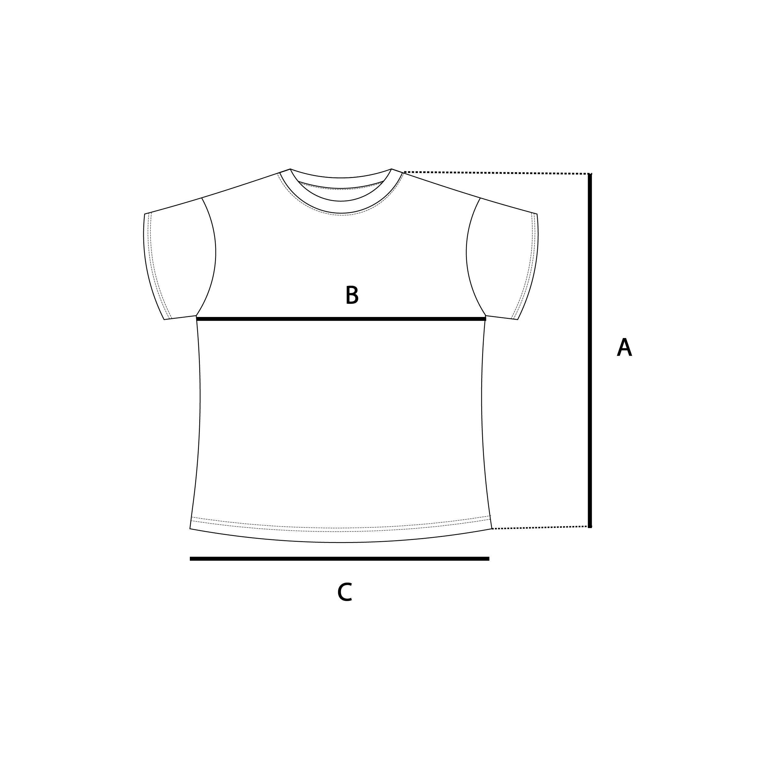 Size guide measurements diagram for Star girl tee