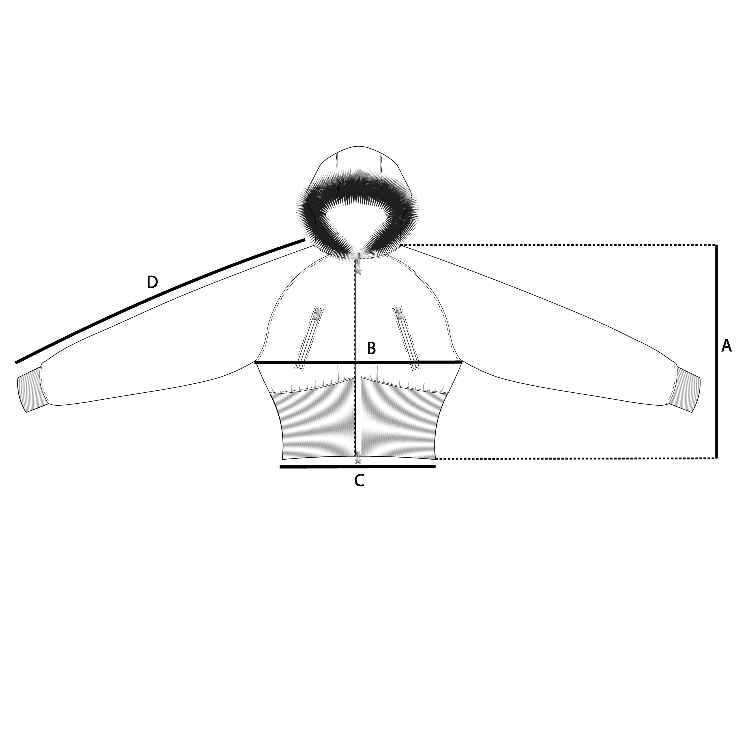 Size guide measurements diagram for Stargirl Corset Zip up